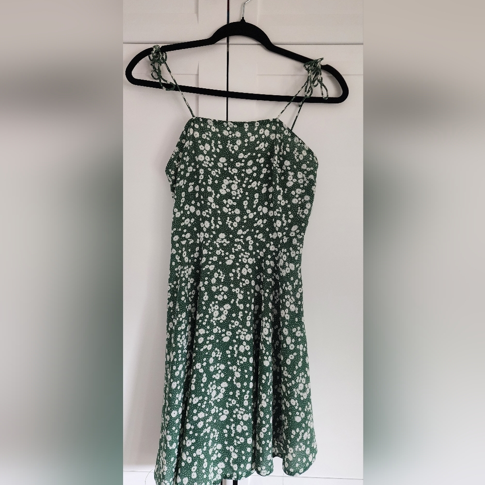 Zaful Green and White Floral Dress